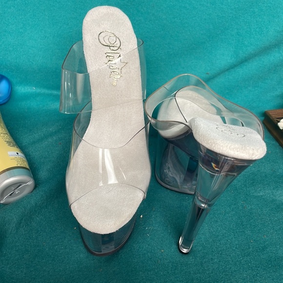 NWOT 7” Pleaser Clear Strap Stiletto Platform Heels, Black, size 6 - Picture 6 of 6